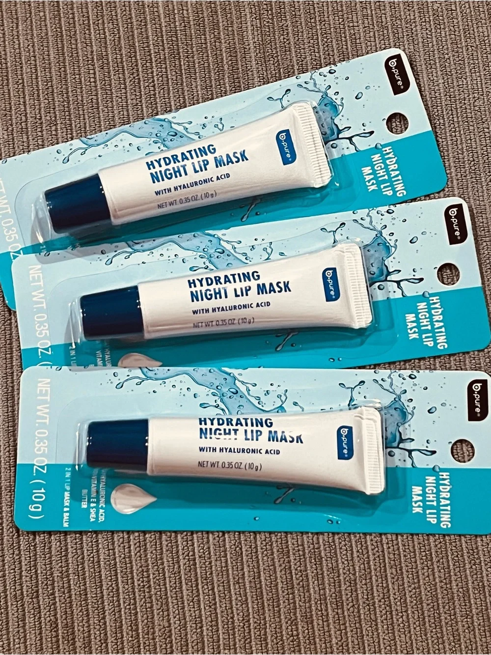 b.pure Hydrating Night Lip Mask - Blue/White - Set of 3